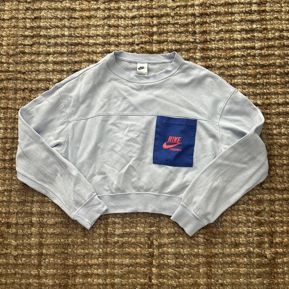 Nike Sportswear Cropped Fleece Crewneck Sweatshirt Pocket Logo Women's S
